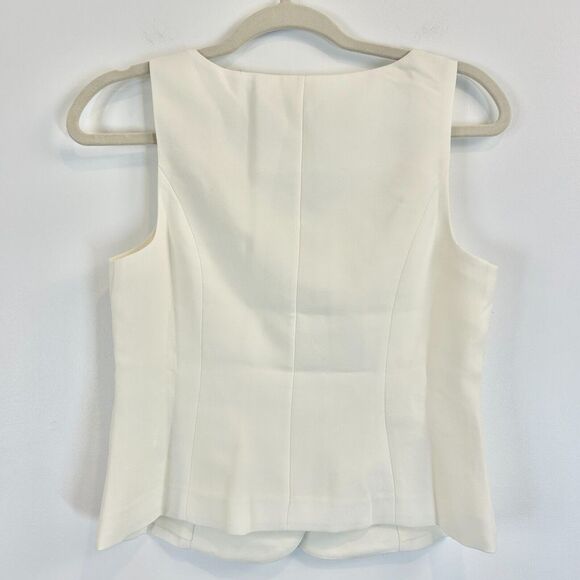 J Crew Vest Top Womens 0 Ivory Sleeveless Button-Fly Tank Blazer Stretch NWT - Picture 4 of 11